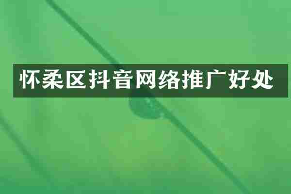 怀柔区抖音网络推广好处