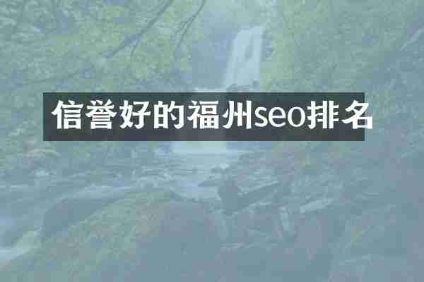信誉好的福州seo排名