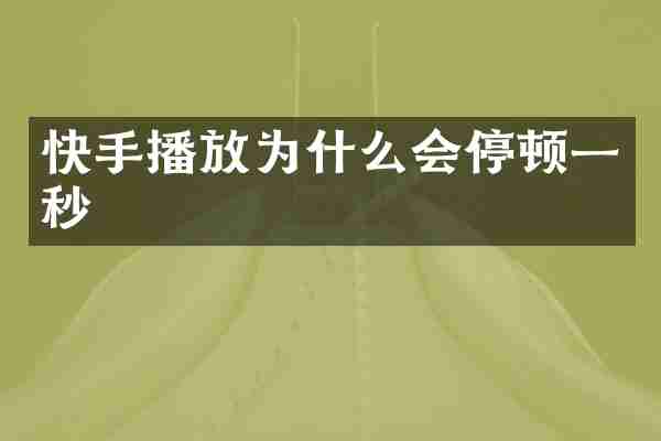 快手播放为什么会停顿一秒