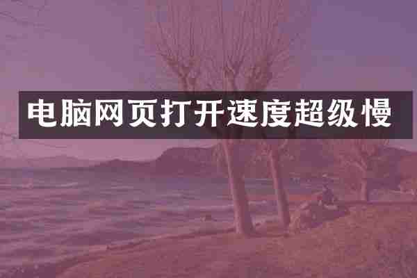 电脑网页打开速度超级慢