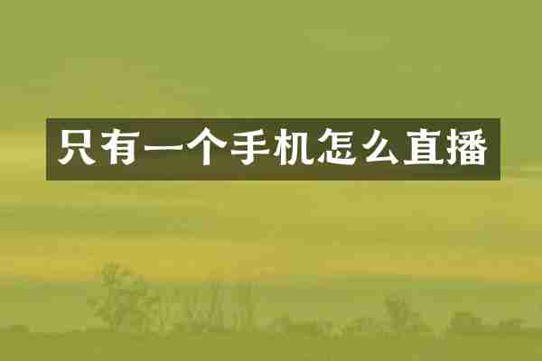只有一个手机怎么直播