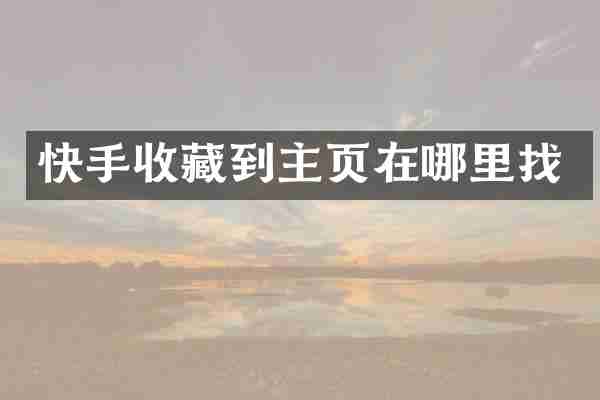 快手收藏到主页在哪里找