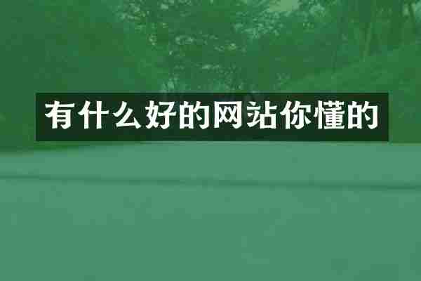 有什么好的网站你懂的