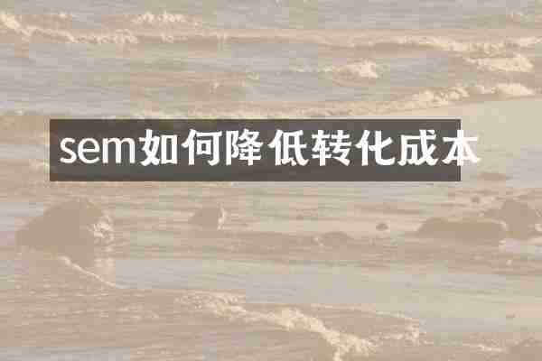 sem如何降低转化成本