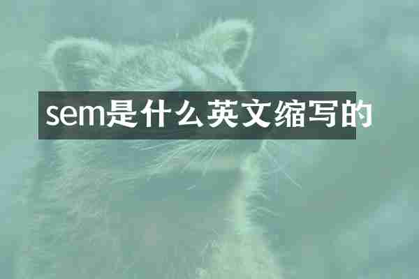 sem是什么英文缩写的