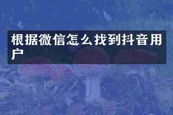 根据微信怎么找到抖音用户