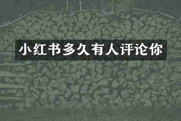 小红书多久有人评论你