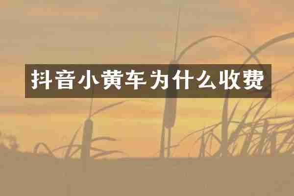 抖音小黄车为什么收费