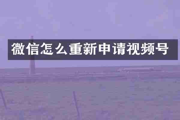 微信怎么重新申请视频号