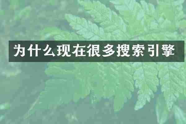 为什么现在很多搜索引擎