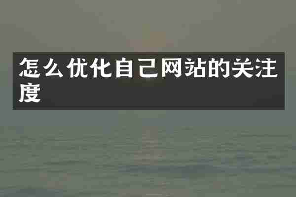 怎么优化自己网站的关注度