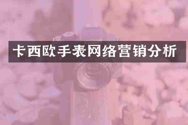 卡西欧手表网络营销分析