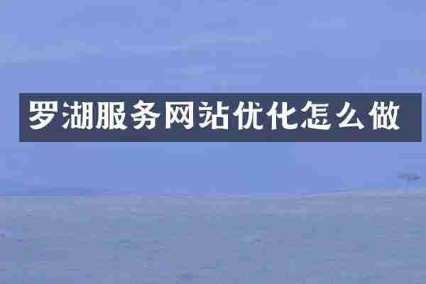 罗湖服务网站优化怎么做