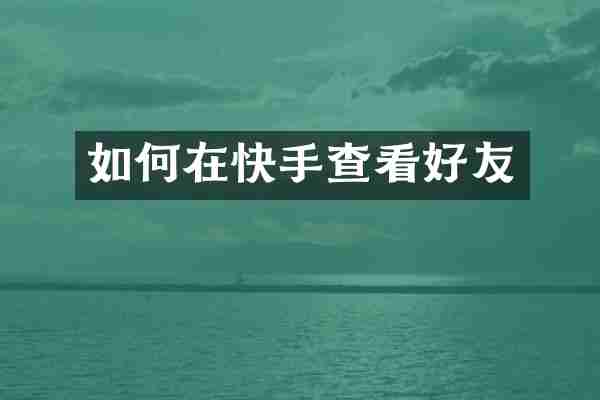 如何在快手查看好友