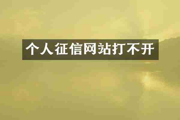 个人征信网站打不开
