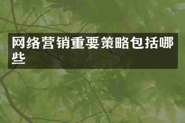 网络营销重要策略包括哪些