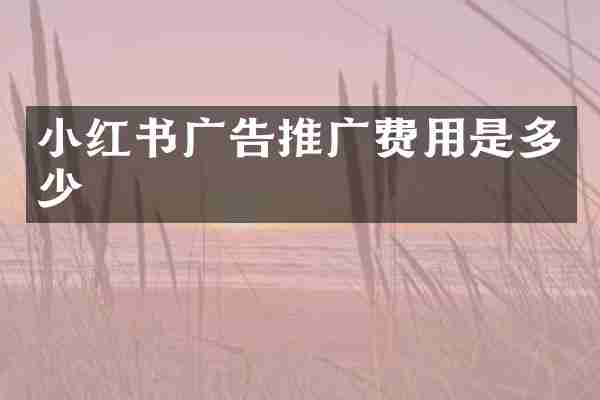 小红书广告推广费用是多少
