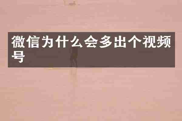 微信为什么会多出个视频号