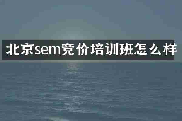 北京sem竞价培训班怎么样