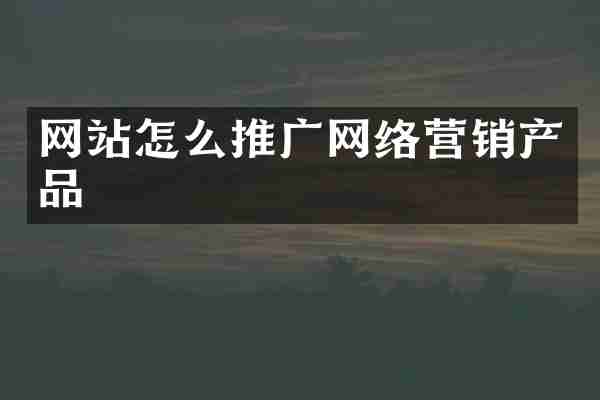网站怎么推广网络营销产品