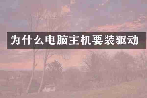 为什么电脑主机要装驱动