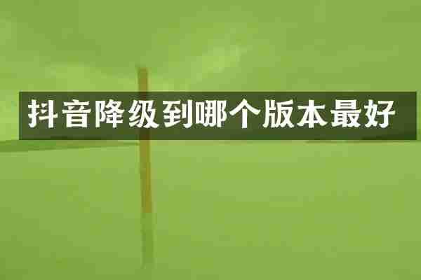 抖音降级到哪个版本最好