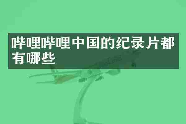 哔哩哔哩中国的纪录片都有哪些