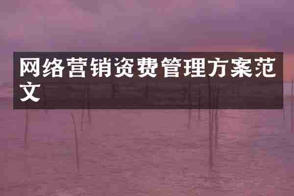 网络营销资费管理方案范文