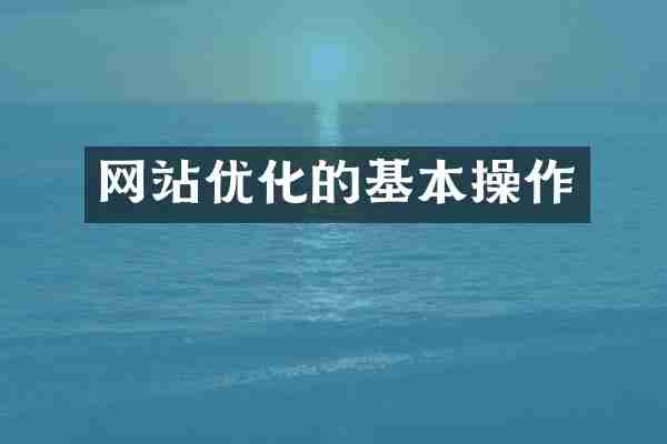 网站优化的基本操作