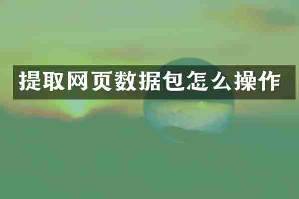 提取网页数据包怎么操作