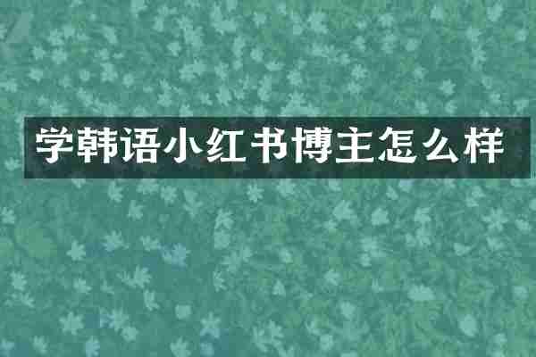 学韩语小红书博主怎么样