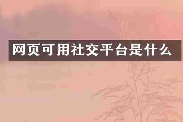 网页可用社交平台是什么