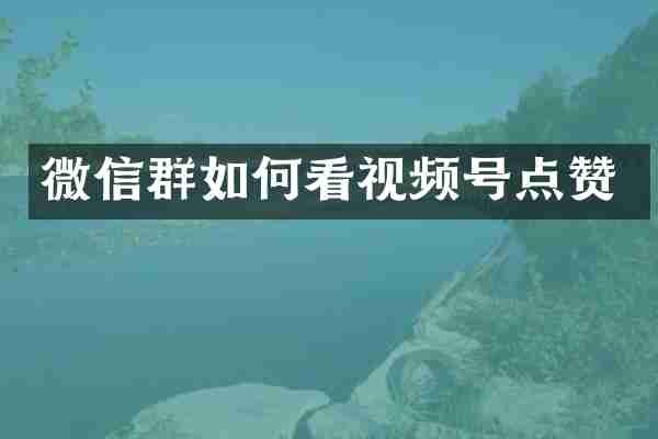 微信群如何看视频号点赞