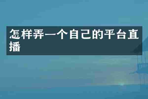 怎样弄一个自己的平台直播