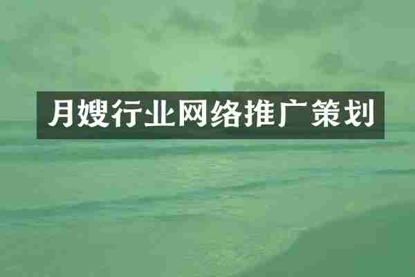 月嫂行业网络推广策划