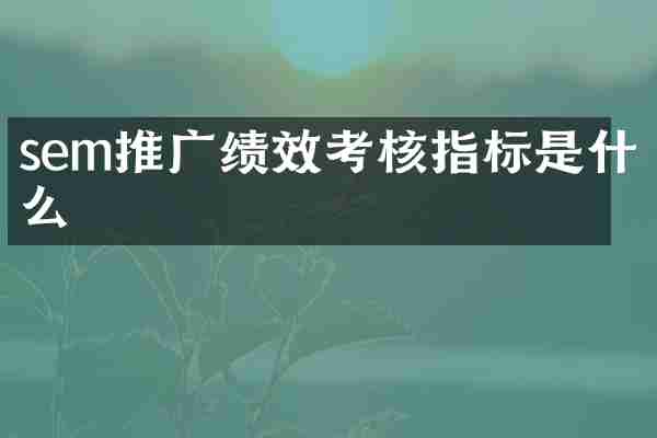 sem推广绩效考核指标是什么