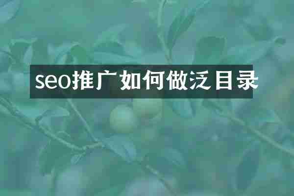 seo推广如何做泛目录