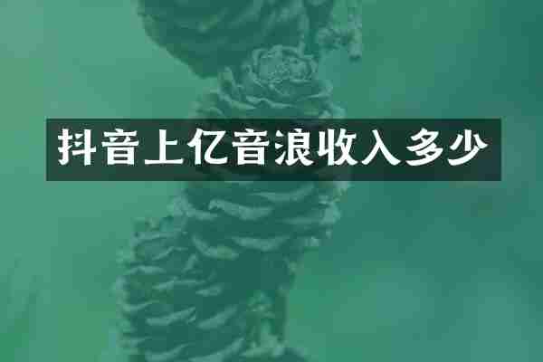 抖音上亿音浪收入多少