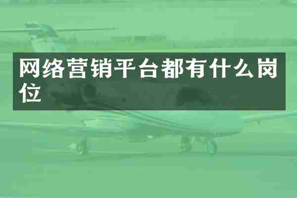 网络营销平台都有什么岗位