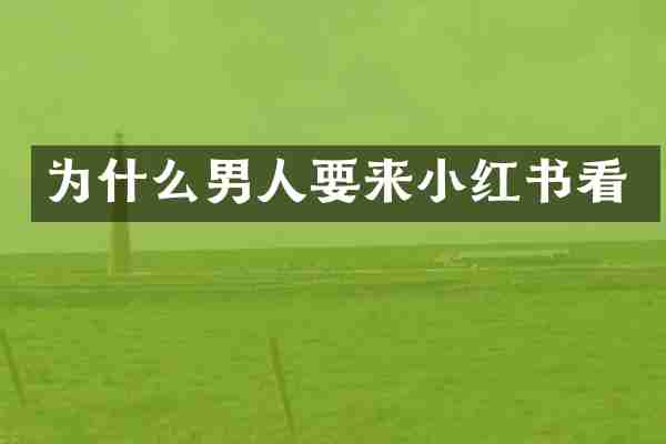 为什么男人要来小红书看