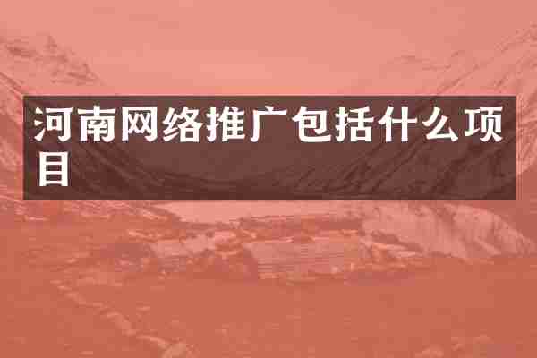 河南网络推广包括什么项目