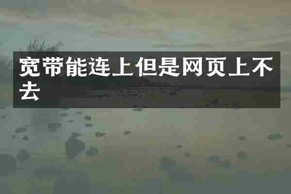 宽带能连上但是网页上不去