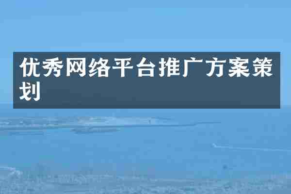 优秀网络平台推广方案策划