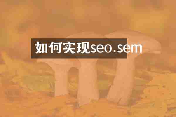 如何实现seo.sem