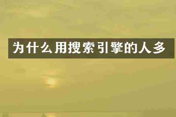 为什么用搜索引擎的人多