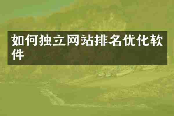 如何独立网站排名优化软件