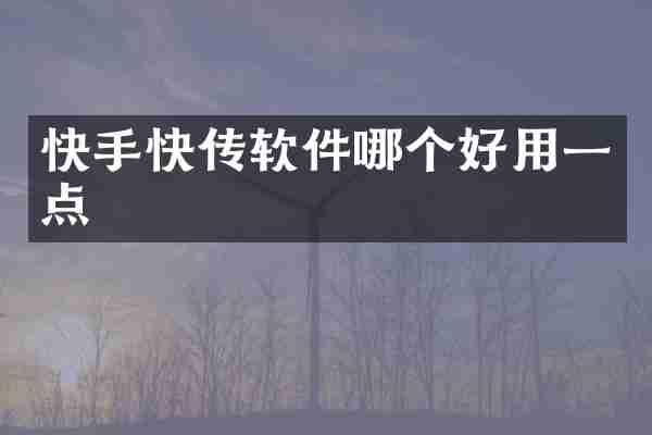 快手快传软件哪个好用一点