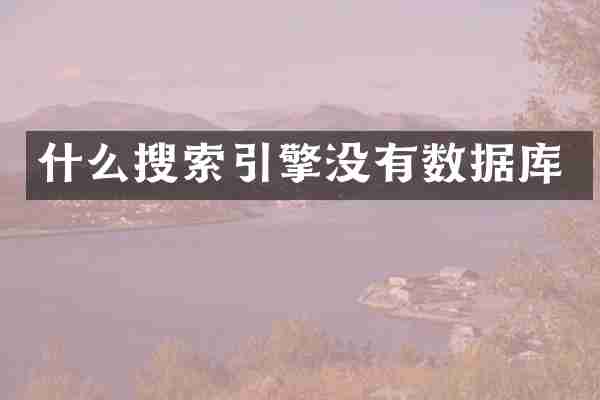 什么搜索引擎没有数据库