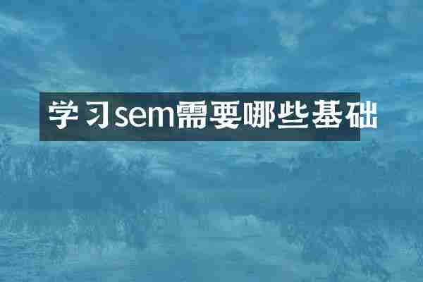 学习sem需要哪些基础