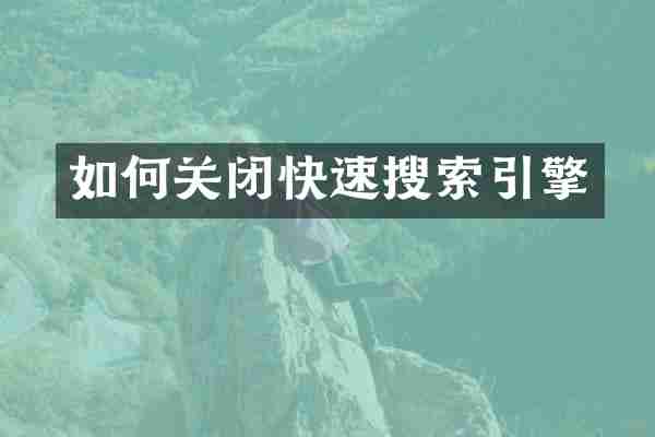 如何关闭快速搜索引擎